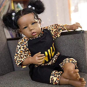 Rebornova Reborn Baby Dolls Black Girl, African American 20 Inch Realistic Newborn Baby Dolls with Lifelike Soft Body Silicone Limbs Birthday Gift Set for Ages 3+